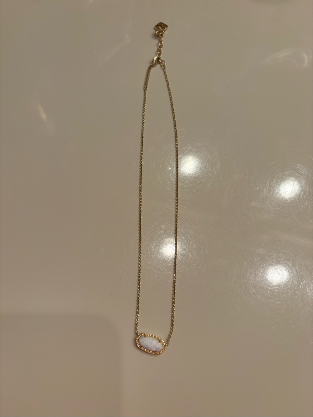 Kendra Scott Gold Necklace with White Oval Pendant